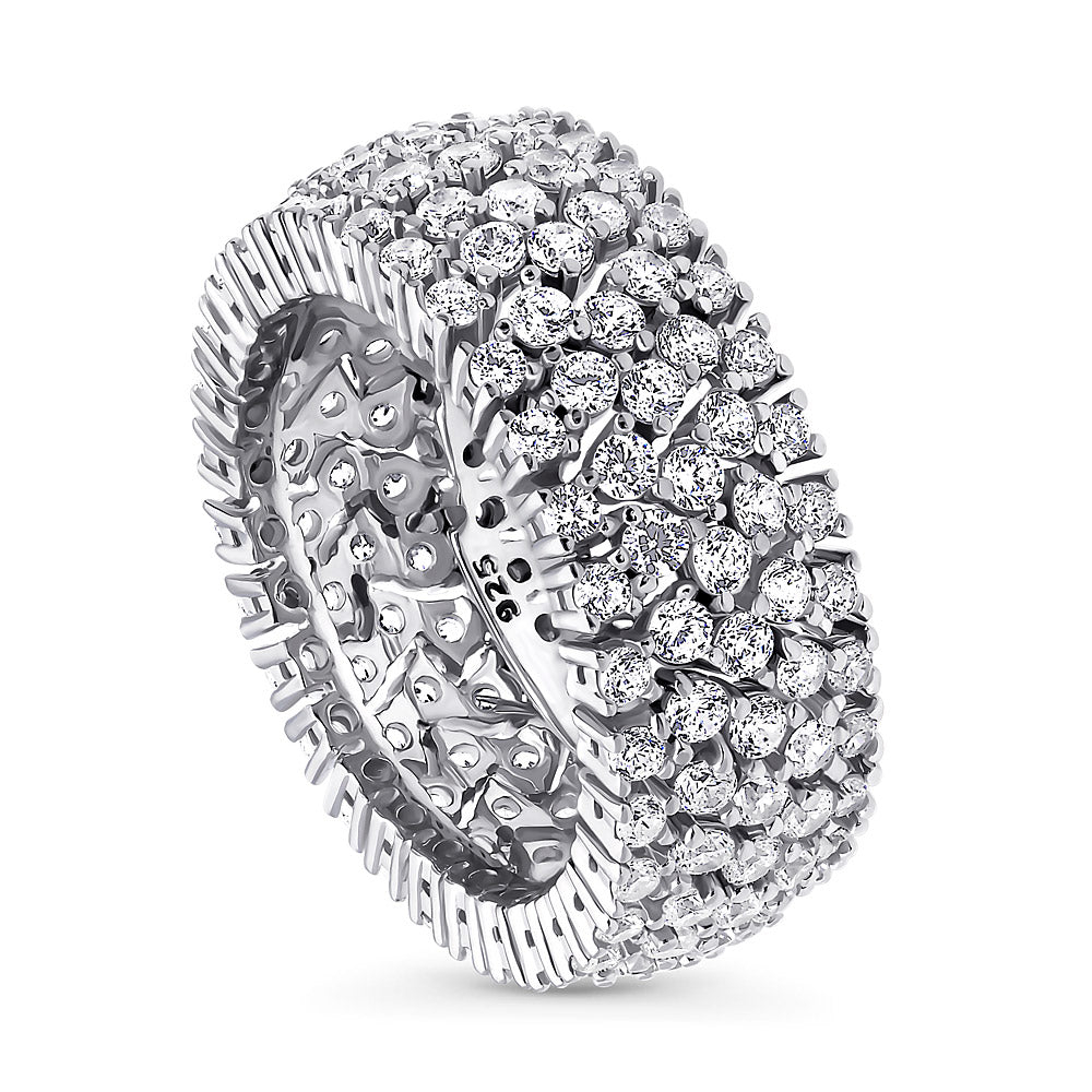 CZ Statement Eternity Ring in Sterling Silver, front view