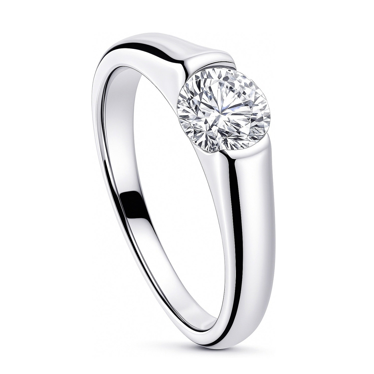 Solitaire 0.8ct Bezel CZ Ring in Sterling Silver
