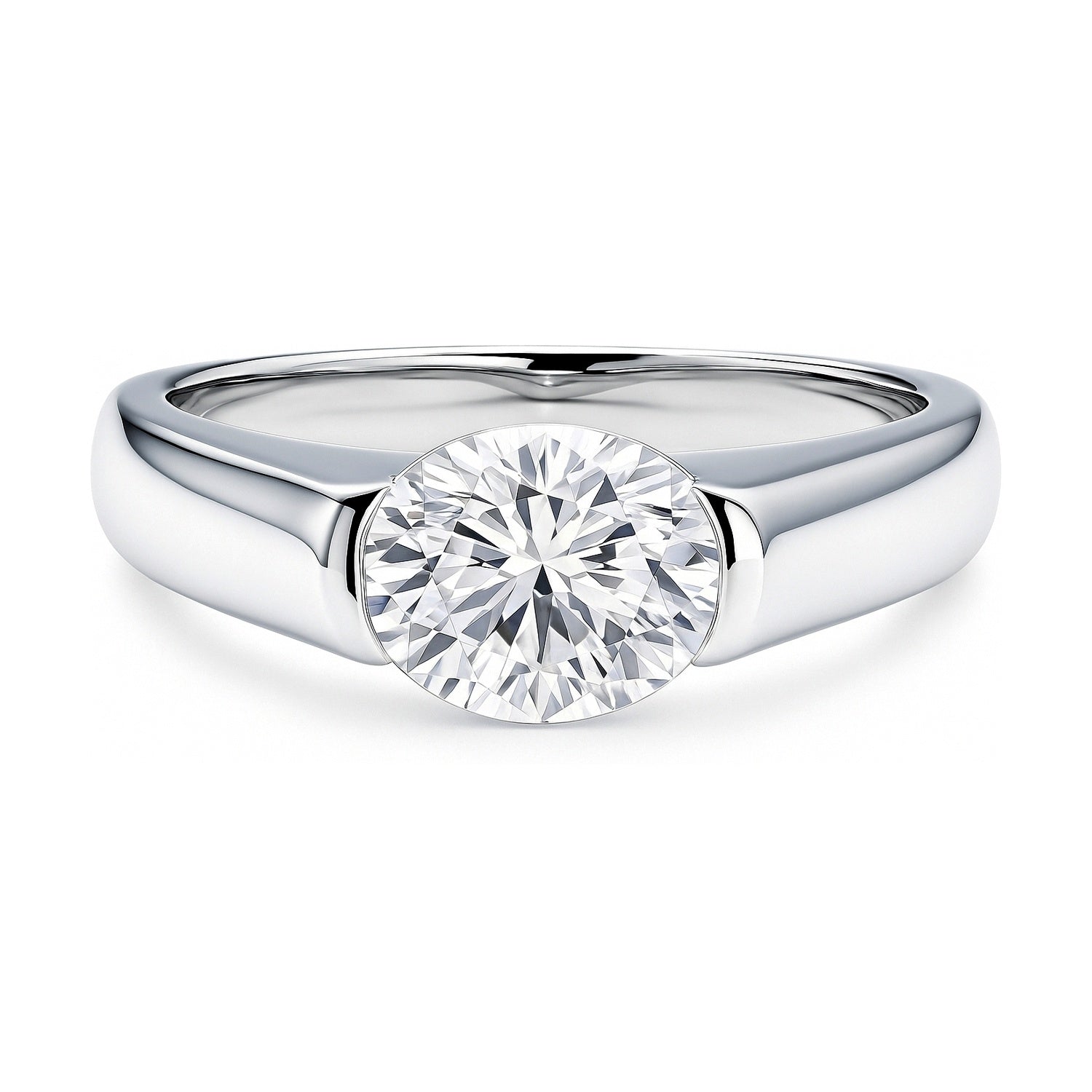 Solitaire East-West 1.2ct Bezel Oval CZ Ring in Sterling Silver