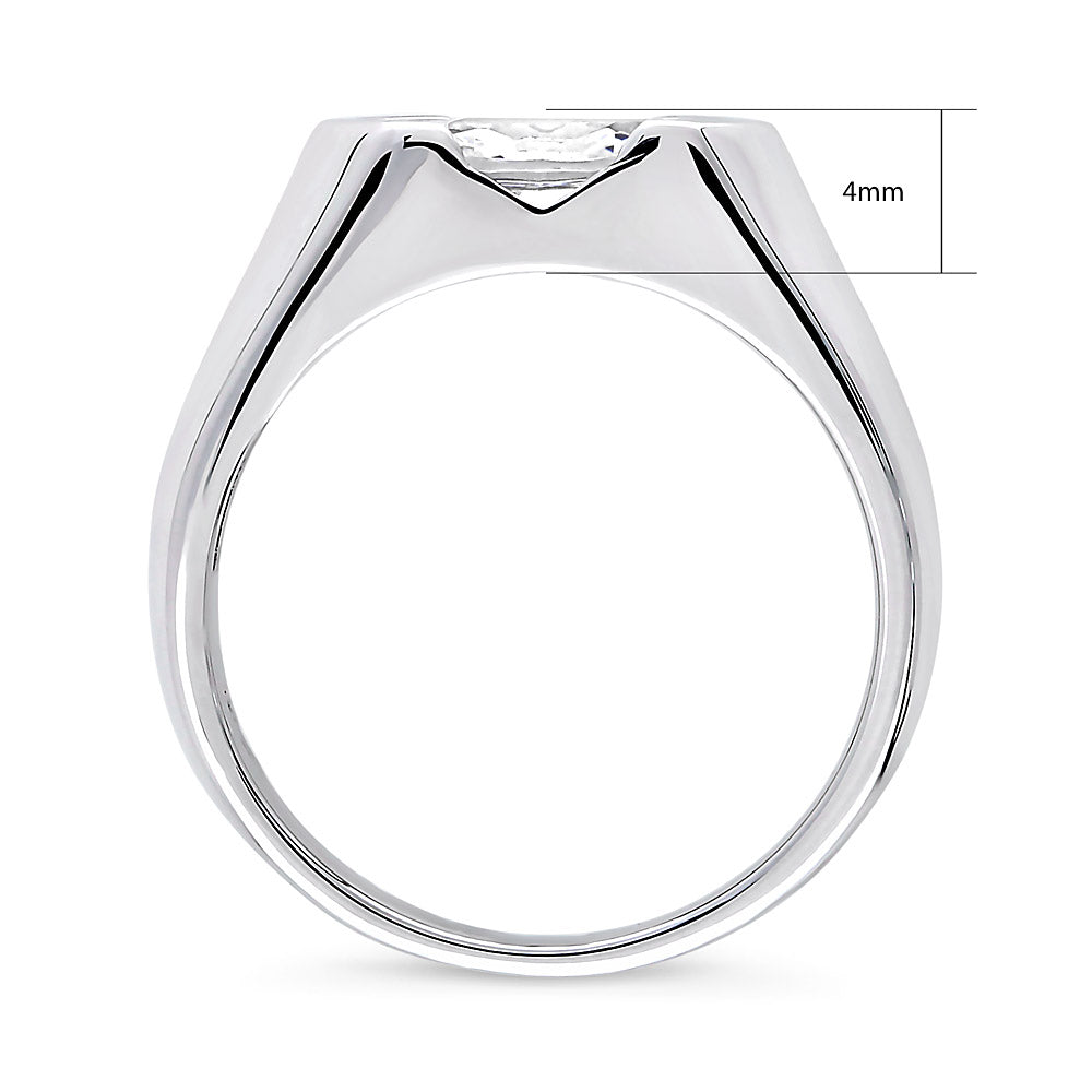 East-West Solitaire Half Bezel Set CZ Ring in Sterling Silver, alternate view