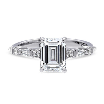 Solitaire Art Deco 1.7ct Step Emerald Cut CZ Ring in Sterling Silver