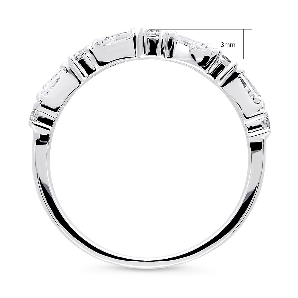 Art Deco CZ Half Eternity Ring in Sterling Silver, alternate view