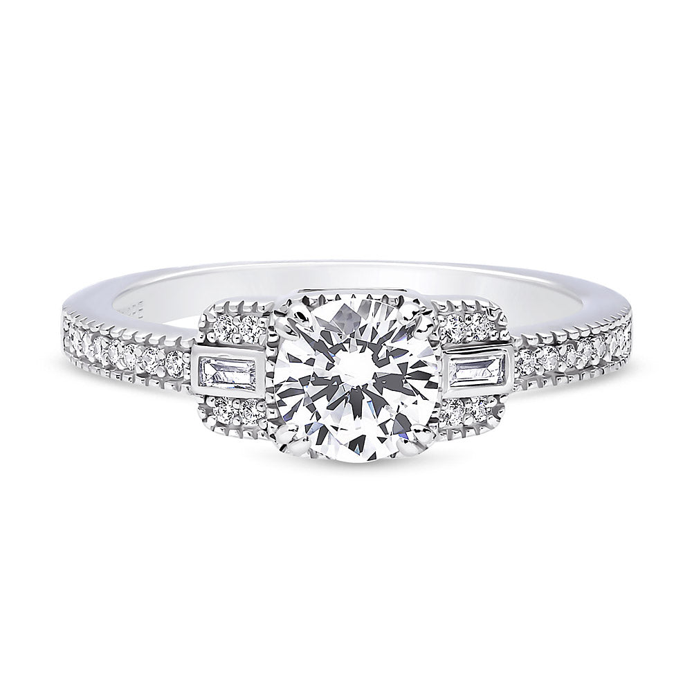 Silver Vintage Inspired Art Deco Cubic Zirconia Fashion Ring