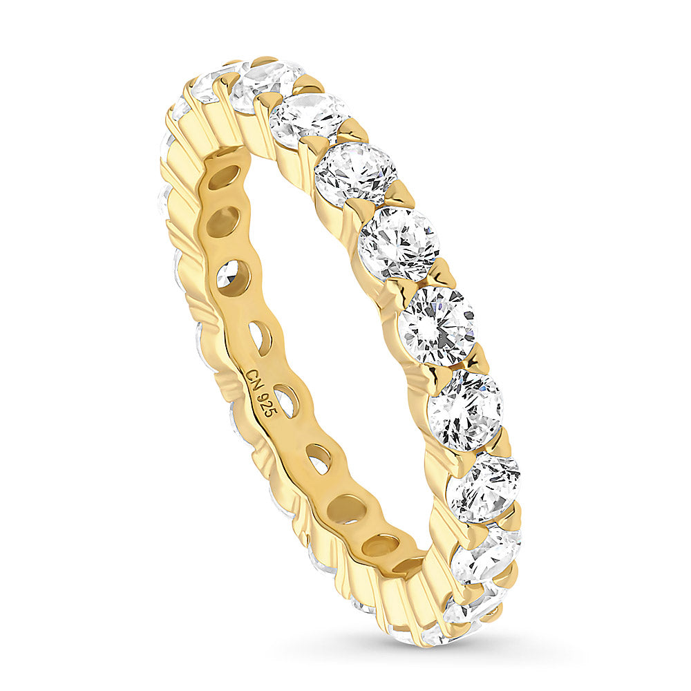 Pave CZ Eternity Ring in Gold Flashed Sterling Silver
