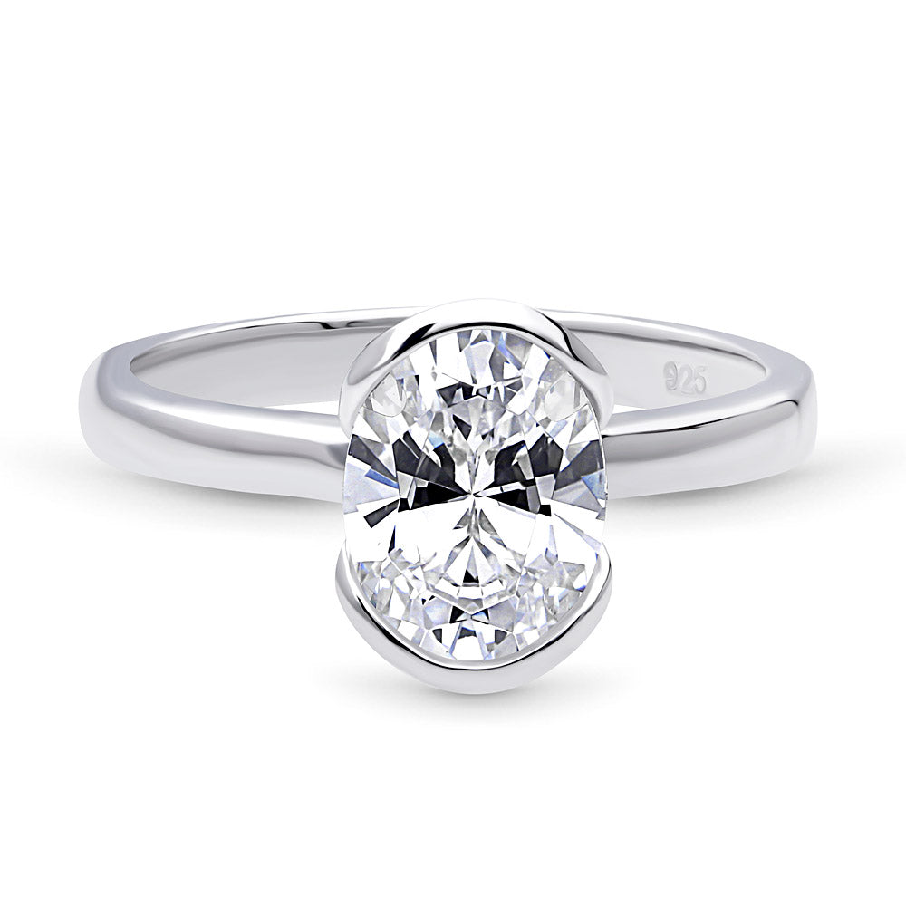 Sterling Silver Solitaire Oval CZ Wedding Engagement Ring