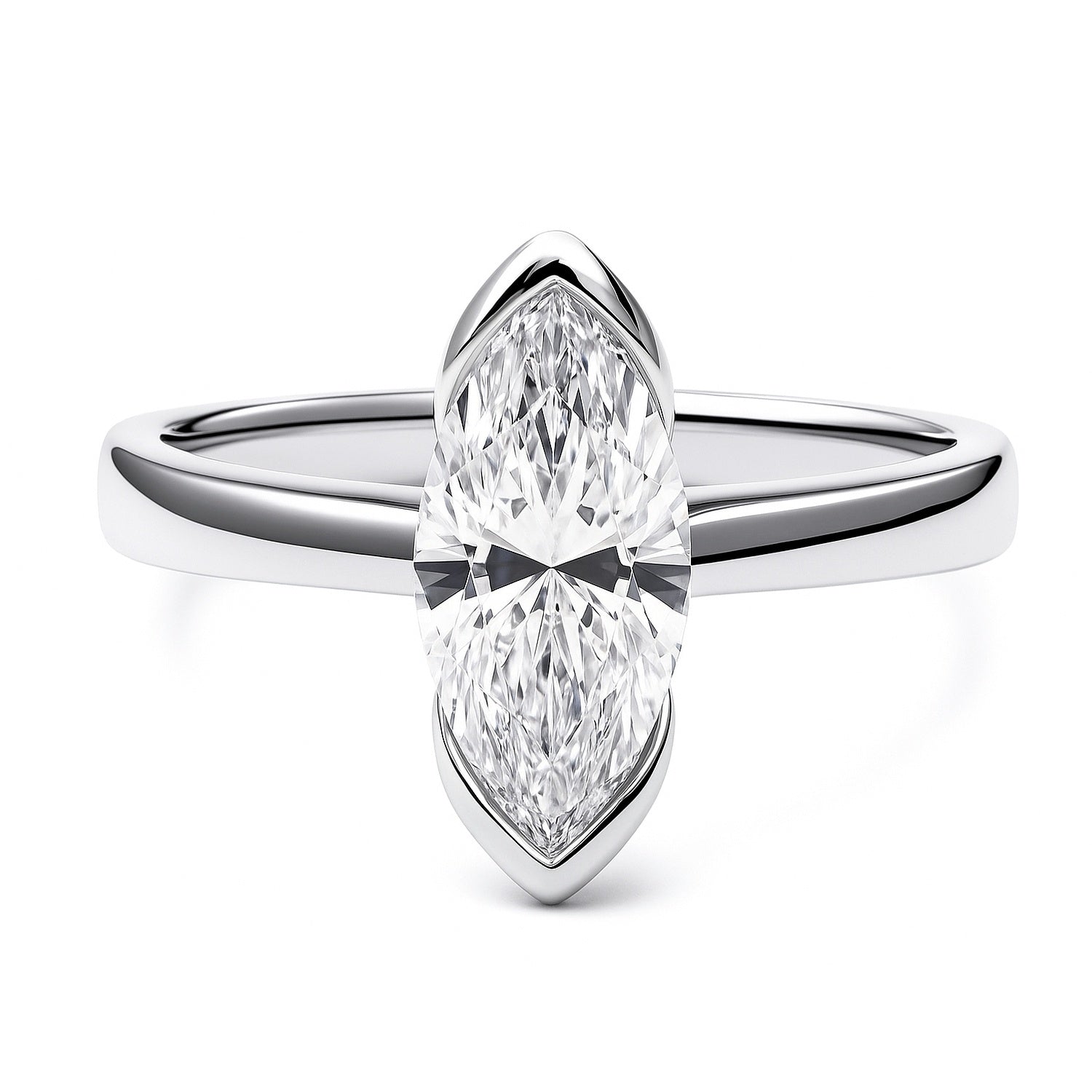 Solitaire 1.6ct Bezel Marquise CZ Ring in Sterling Silver