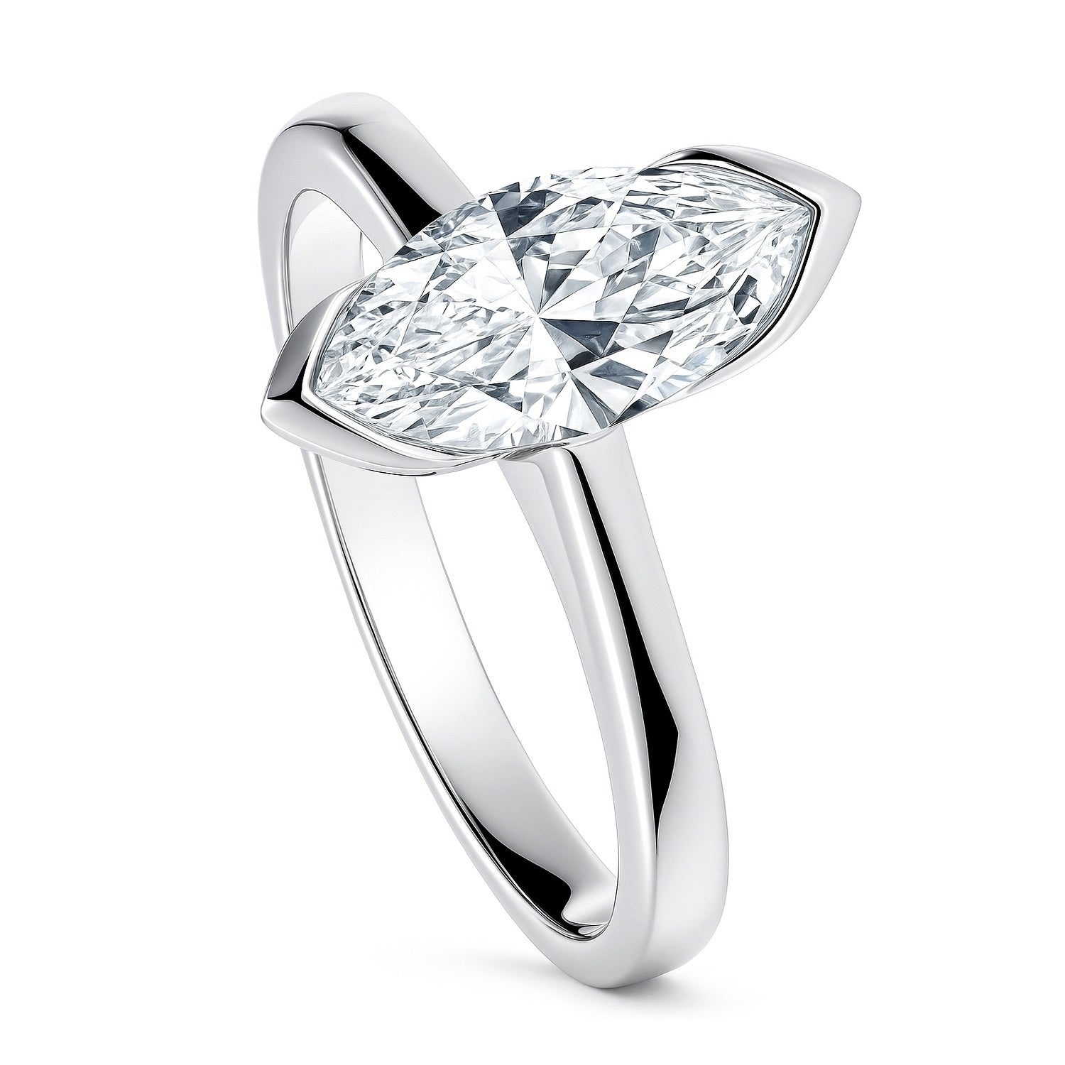 Solitaire 1.6ct Bezel Marquise CZ Ring in Sterling Silver