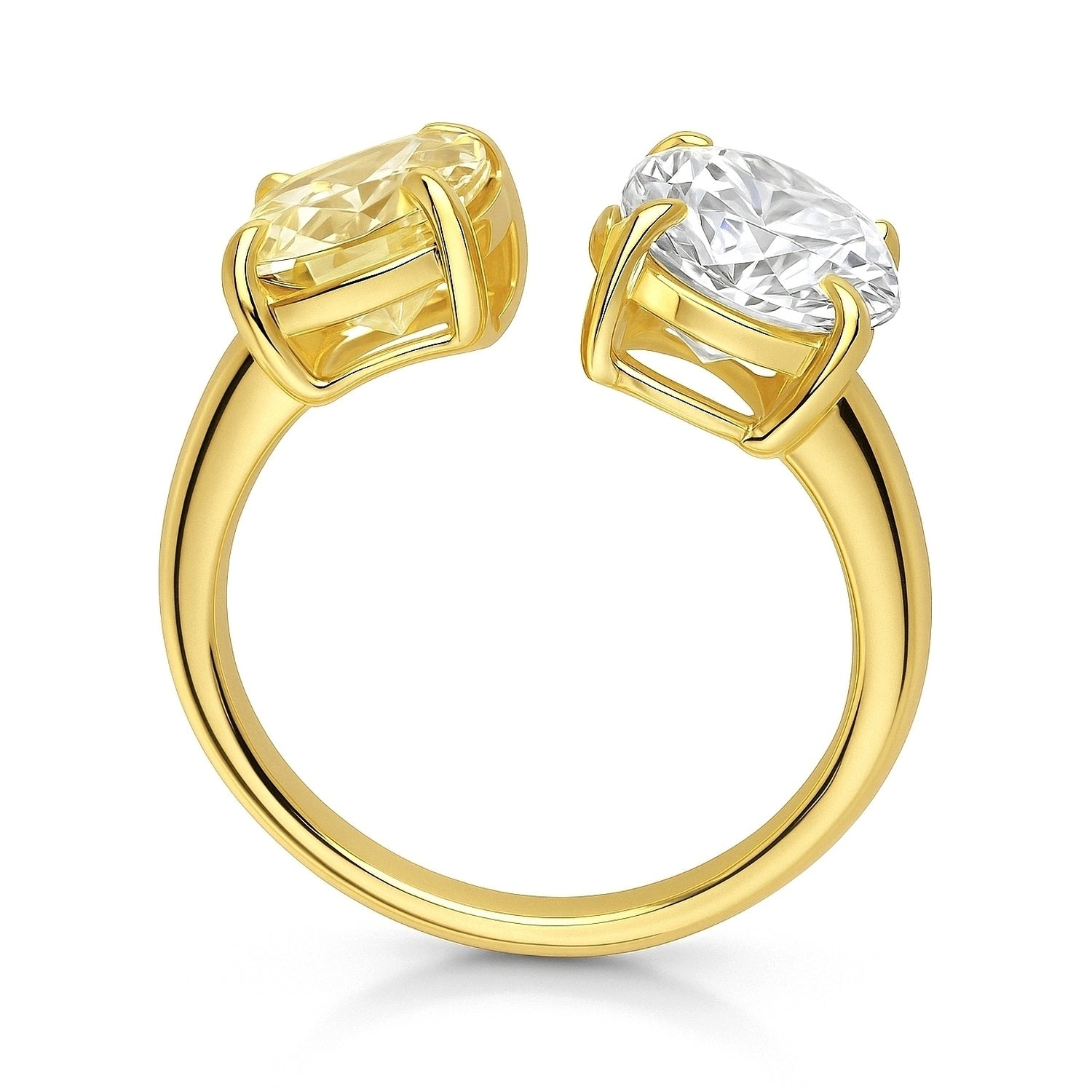 Toi et Moi 2-Stone CZ Ring in Gold Flashed Sterling Silver