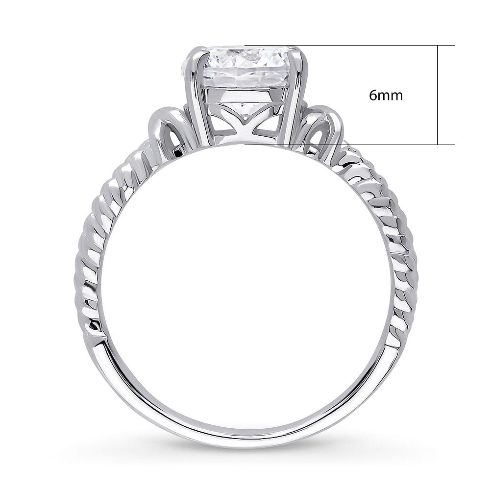 Cable Woven Solitaire 2ct CZ Ring in Sterling Silver