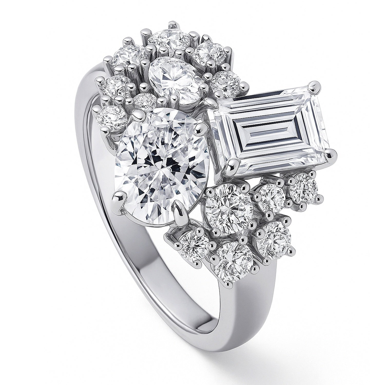 Cluster CZ Ring in Sterling Silver