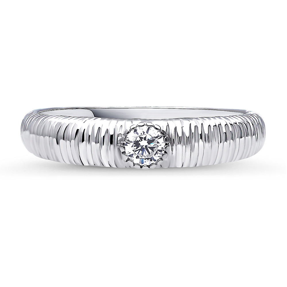 Sterling Silver Solitaire Promise Bezel CZ Engagement Ring #R1929