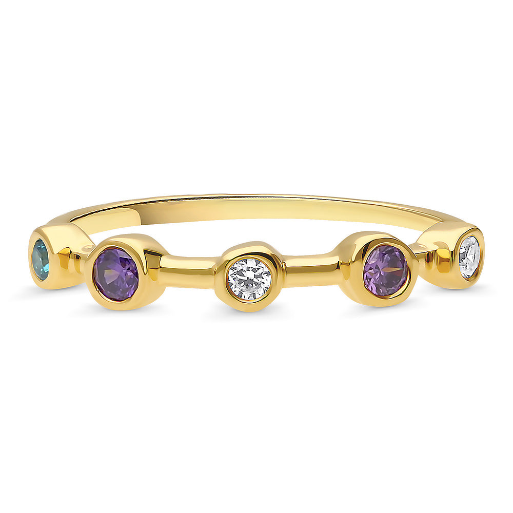 ロベールクレジュリー　美品　レアデザイン　ストライプ　ラメ　ドット　EU38.5 Gold Flashed Sterling Silver 5-Stone Cubic Zirconia CZ Band
