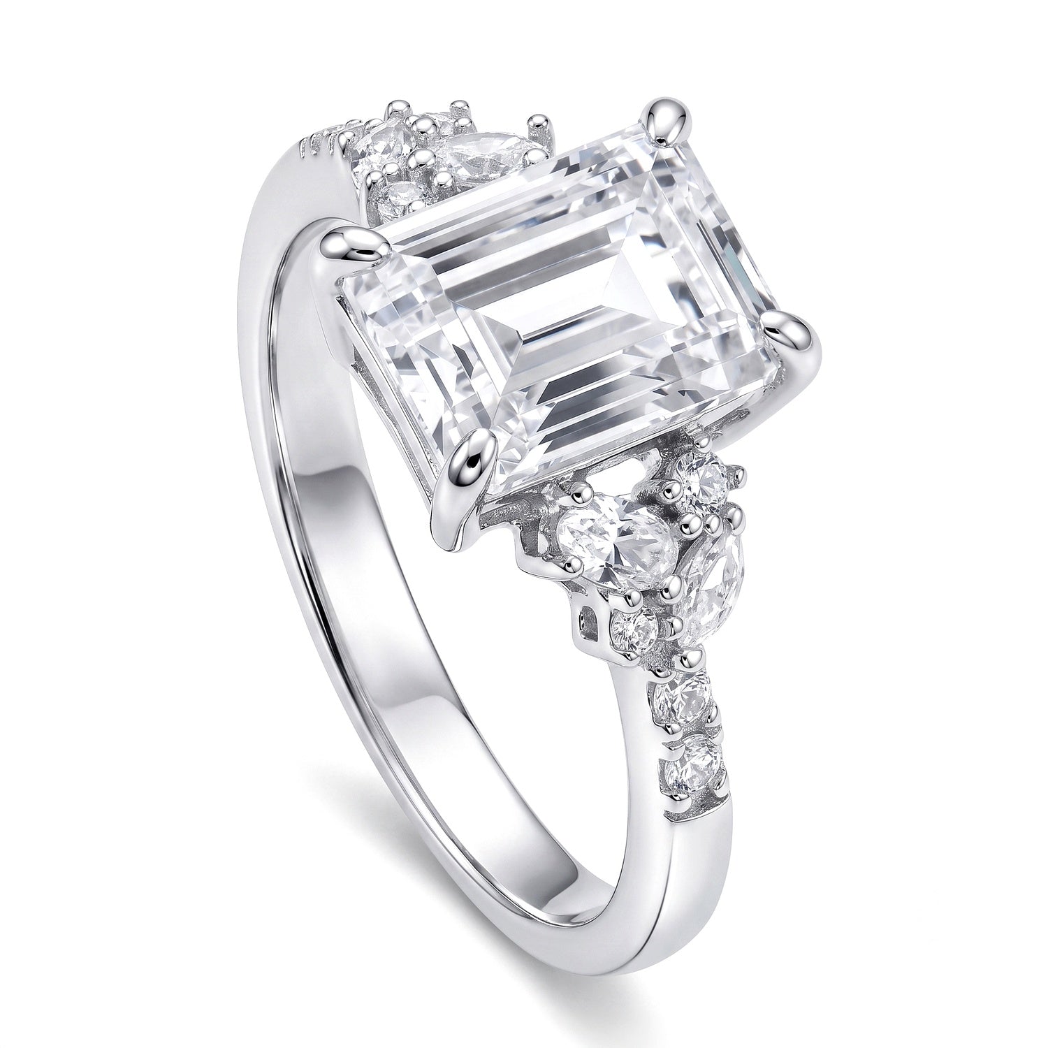 Flower Cluster CZ Ring in Sterling Silver