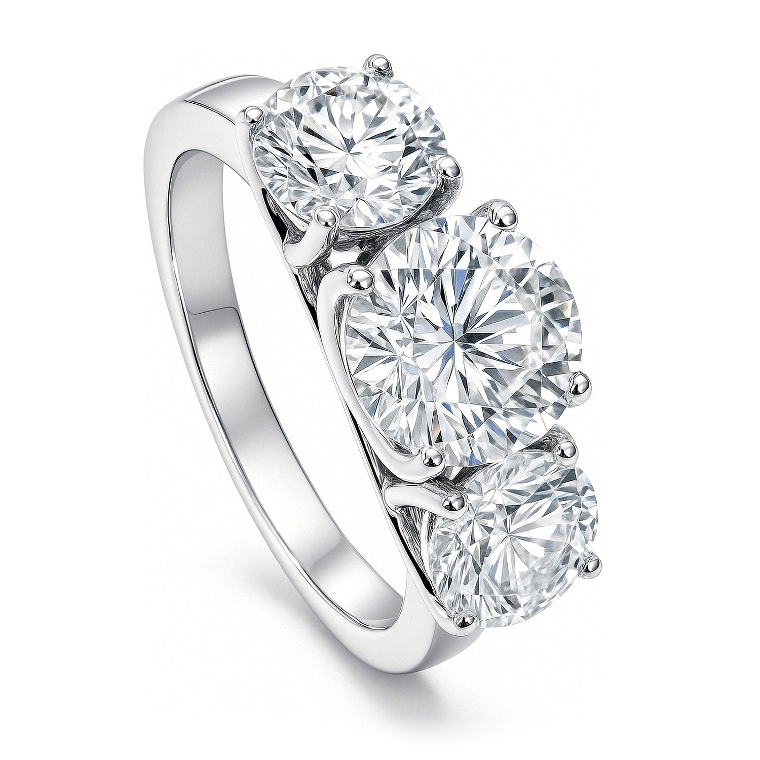 3-Stone 2ct CZ Ring in Sterling Silver