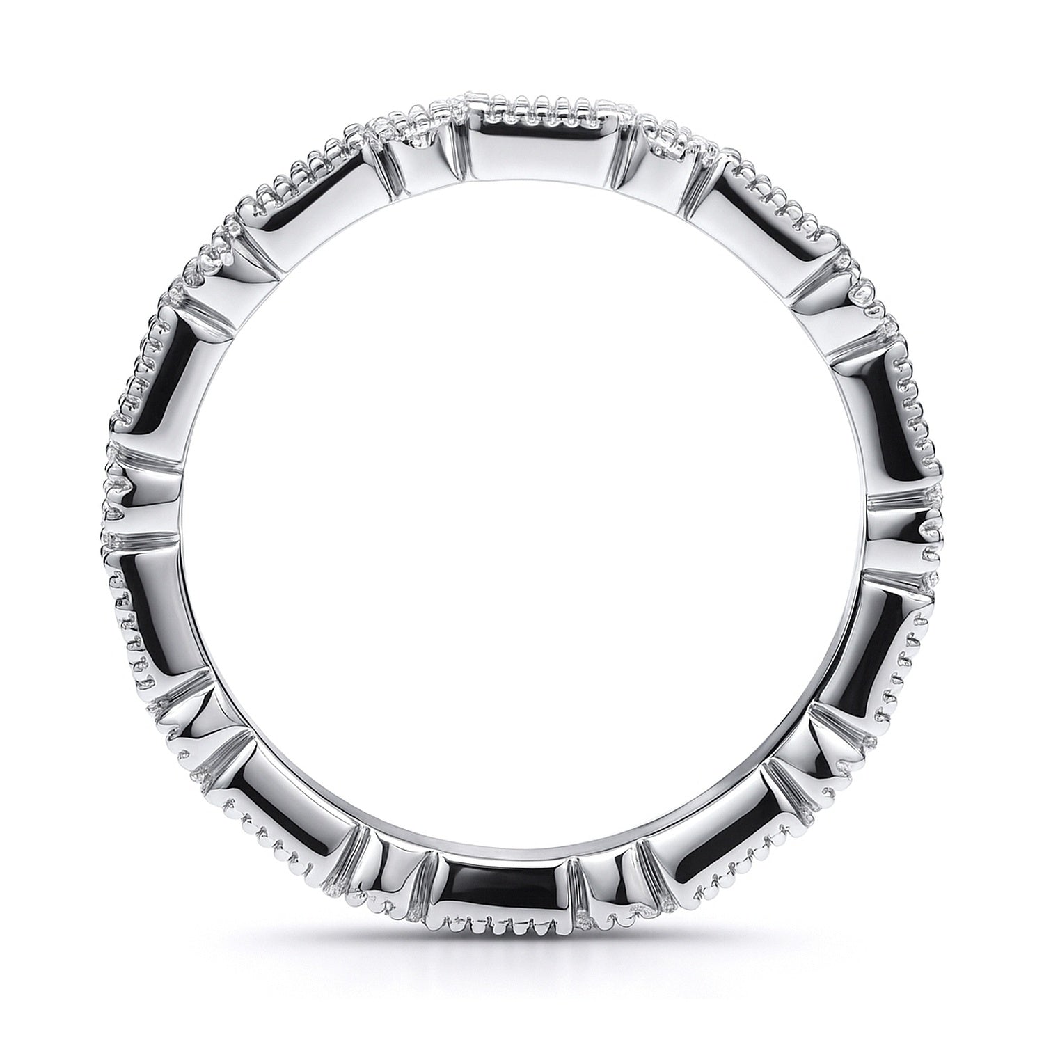 Art Deco Sapphire-Blue Bezel CZ Eternity Ring in Sterling Silver
