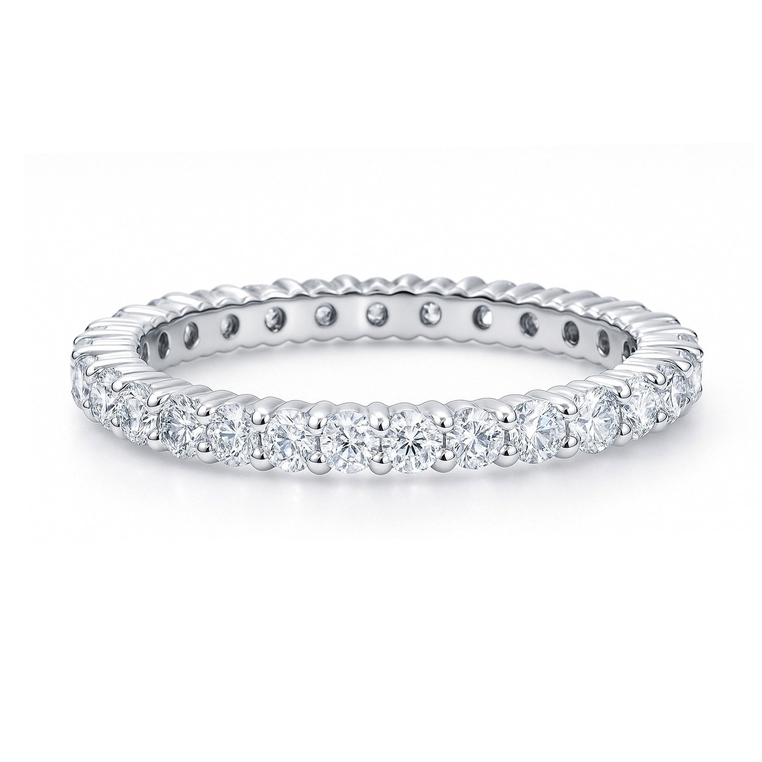 Sterling Silver Pave Cubic Zirconia CZ Wedding Eternity Ring