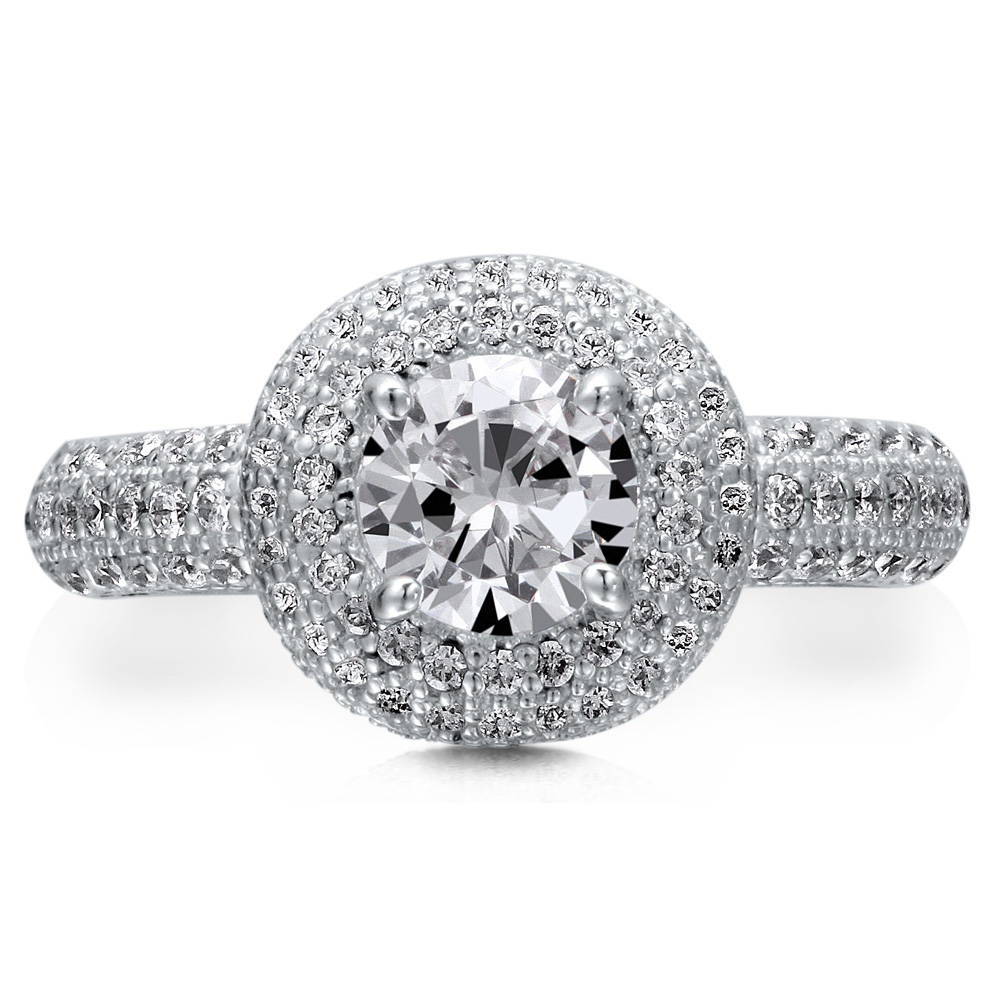 Halo CZ Ring in Sterling Silver