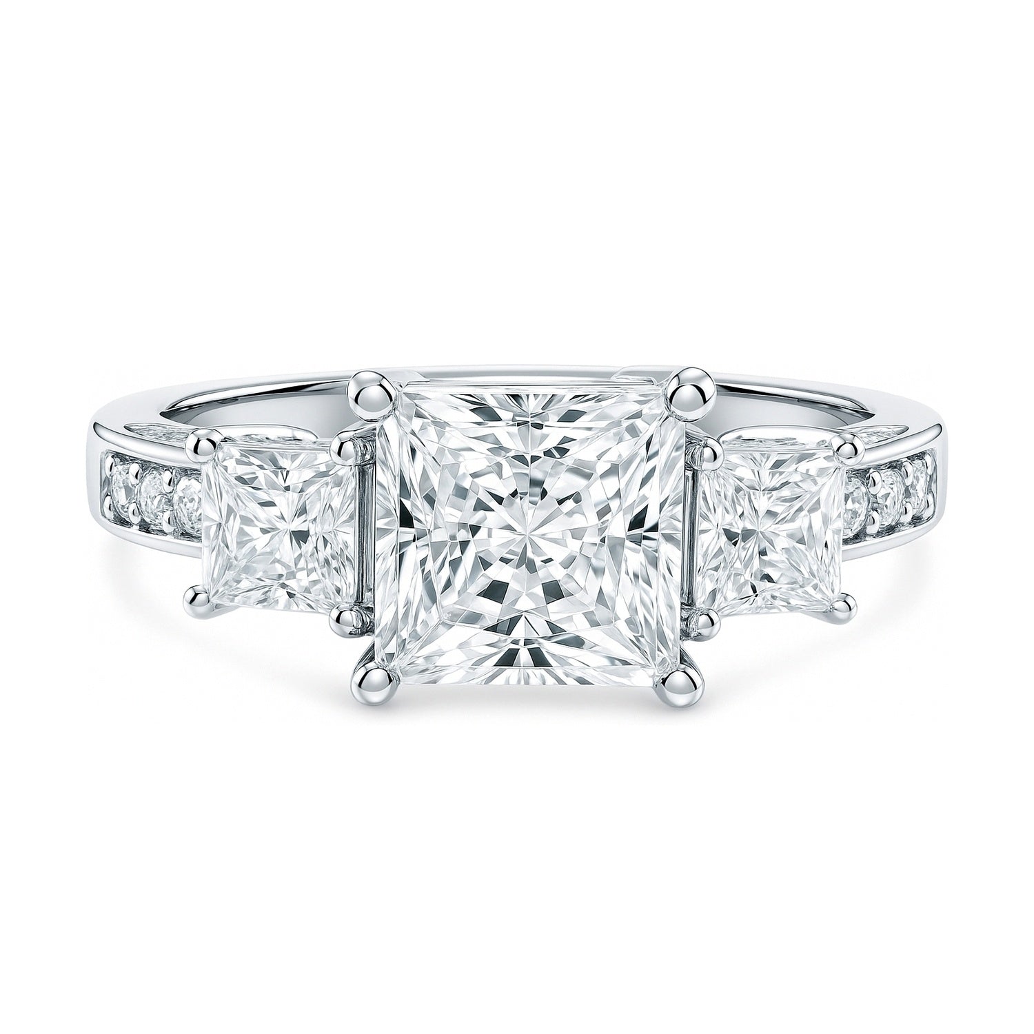 3-Stone 2ct Princess CZ Ring in Sterling Silver