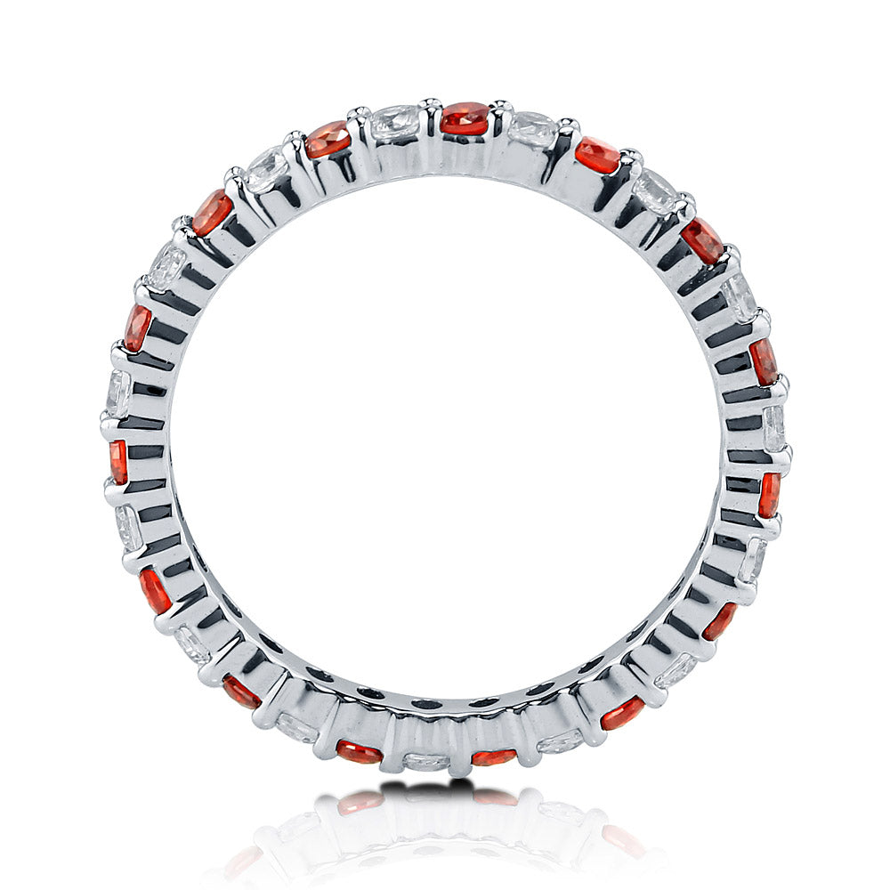 Garnet-Red Pave CZ Eternity Ring in Sterling Silver