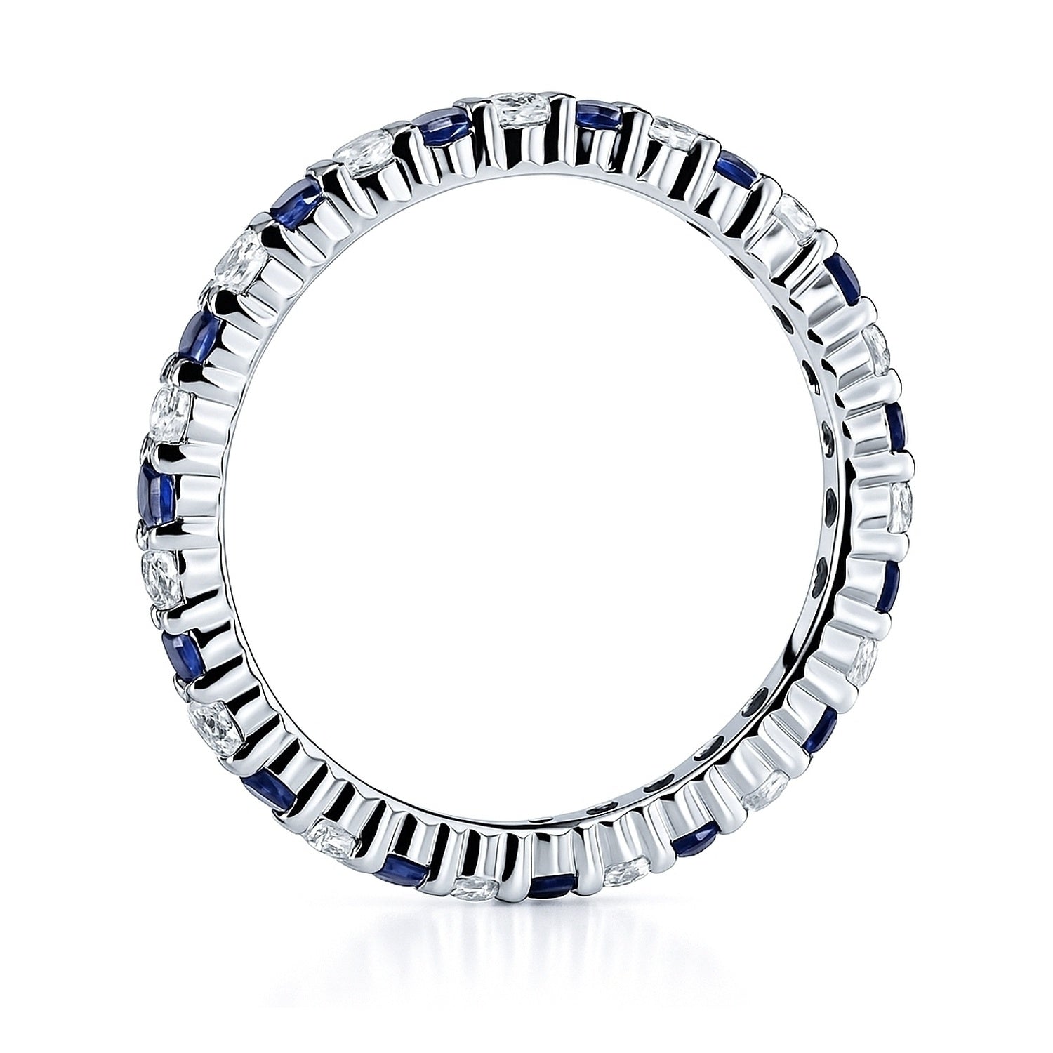 Sapphire-Blue Pave CZ Eternity Ring in Sterling Silver