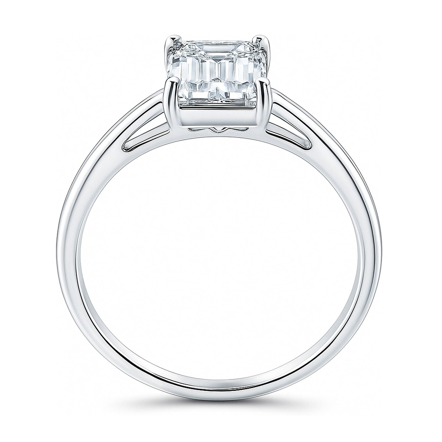 Solitaire 2.1ct Emerald Cut CZ Ring in Sterling Silver