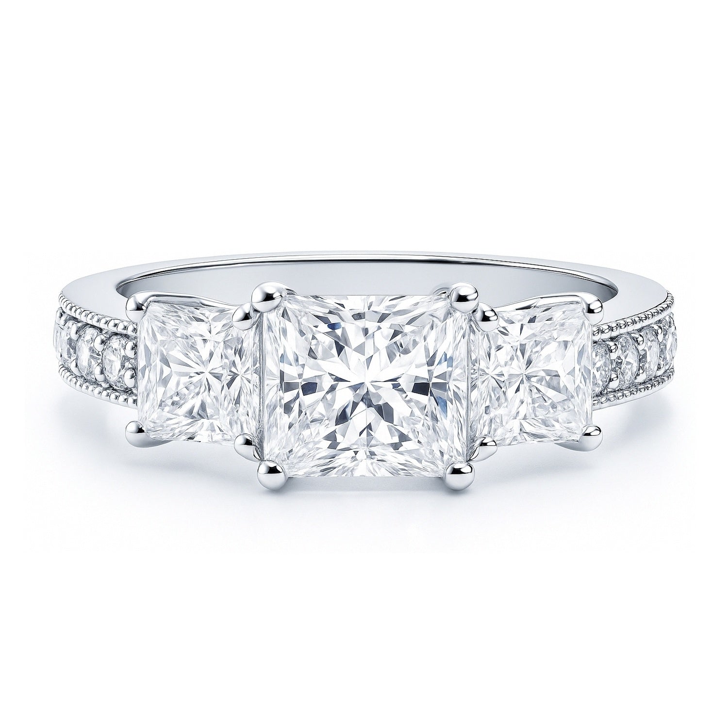 最終お値下げ　loro CZ ring #11 silver Sterling Silver 3-Stone Promise CZ Wedding Engagement Ring #R813