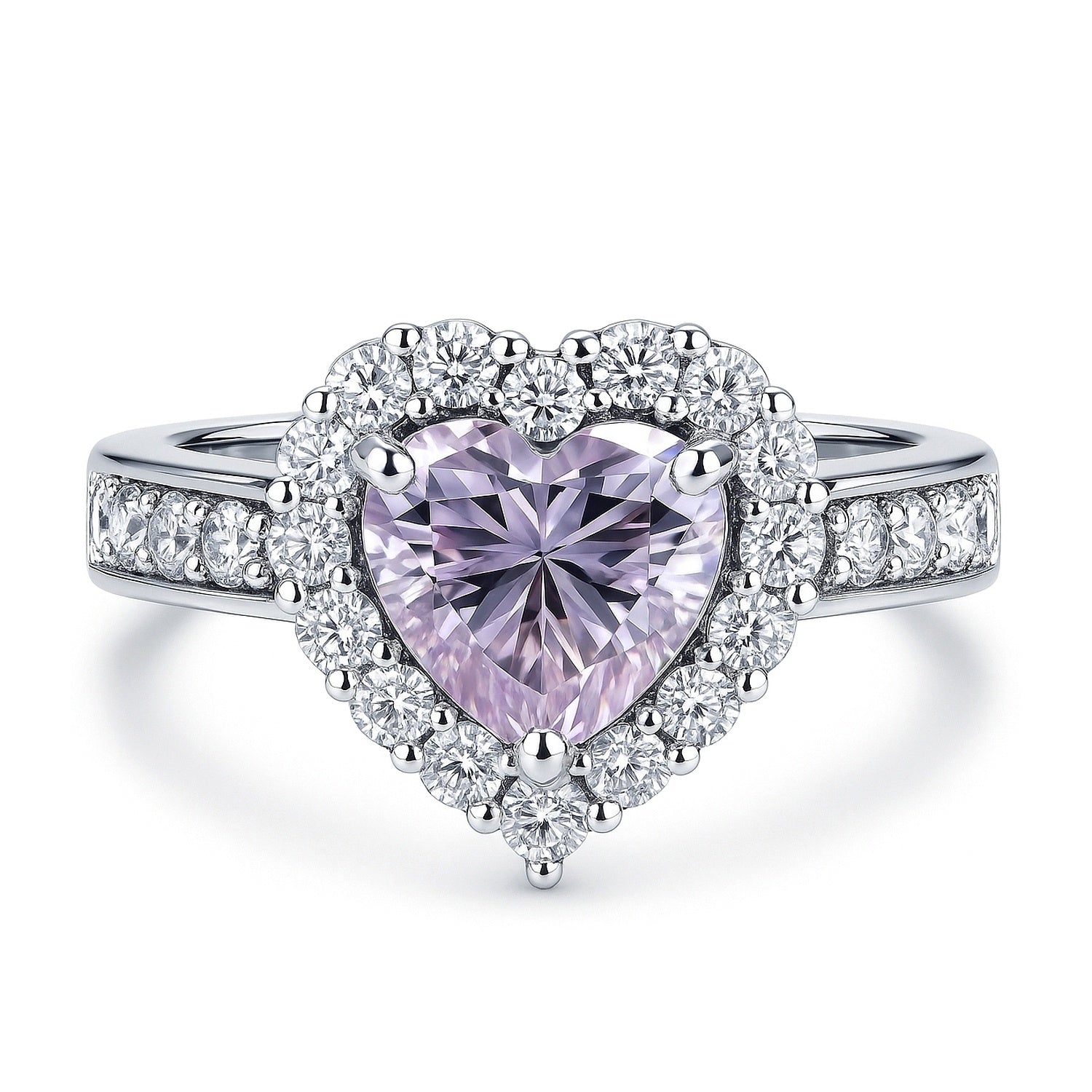 haluc❤ Sterling Silver Halo Heart Purple Heart CZ Engagement Ring – BERRICLE