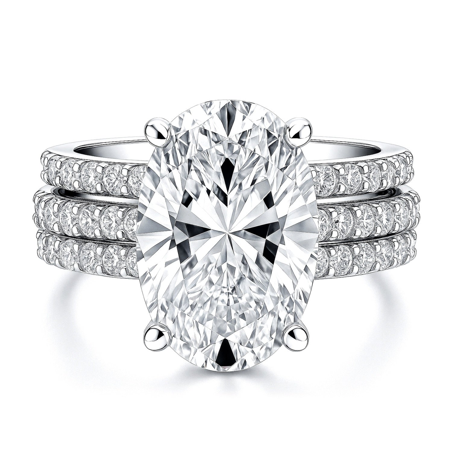 Sterling Silver Solitaire 5.5ct Oval CZ Engagement Ring Set #VR368