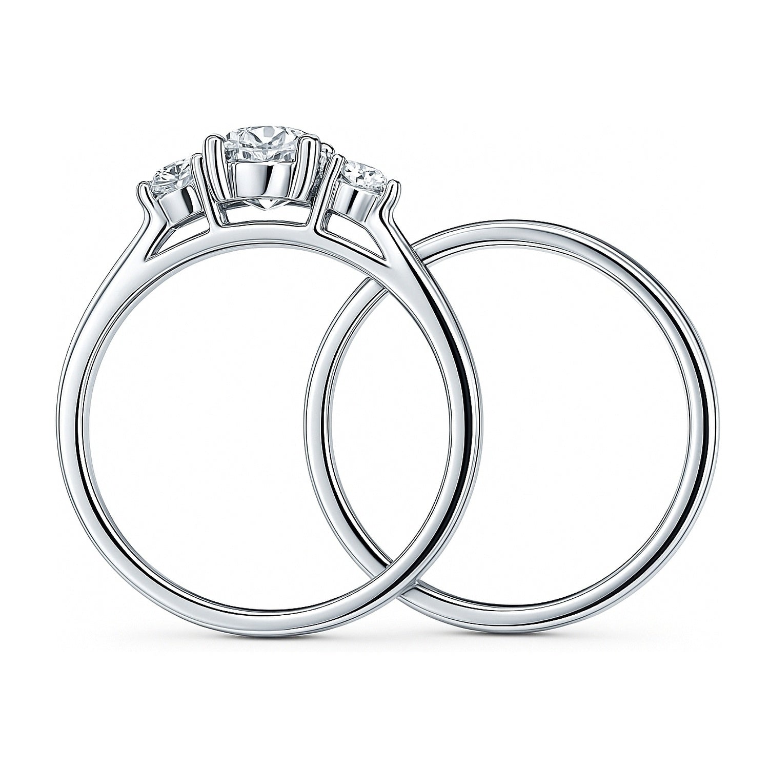 3-Stone 0.8ct CZ Ring Set in Sterling Silver