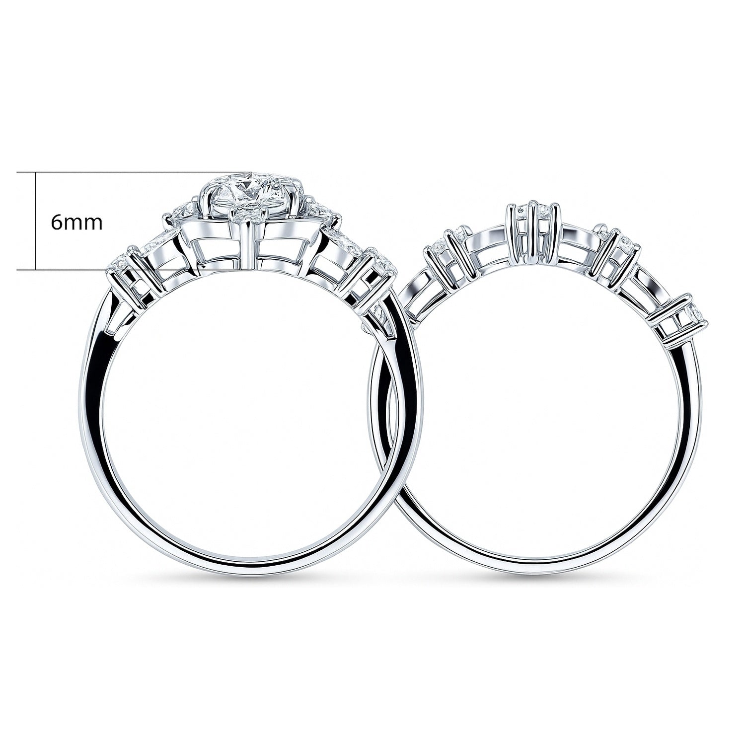Halo Art Deco Chevron V Shaped CZ Ring Set in Sterling Silver