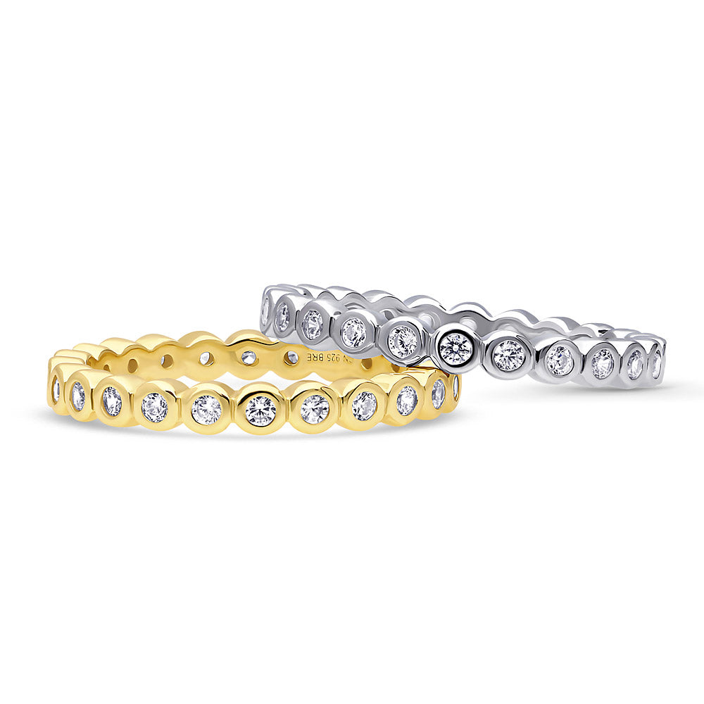 Bubble Bezel CZ Eternity Ring Set in Gold Flashed Sterling Silver