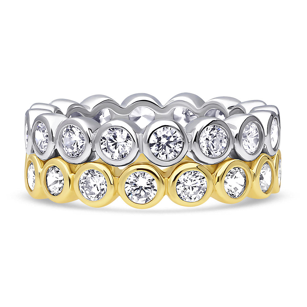 Gold Flashed Sterling Silver Bubble CZ Eternity Ring Set #VR666-01