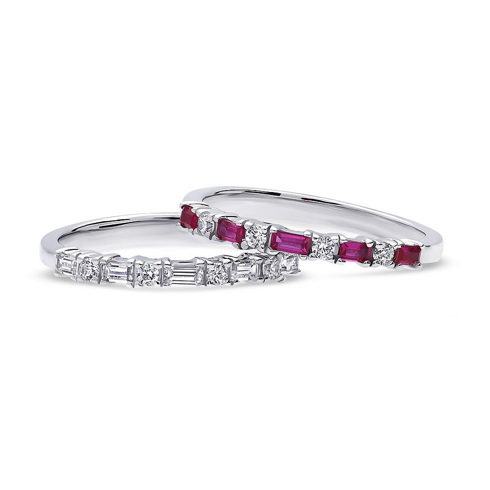 Art Deco CZ Eternity Ring Set in Sterling Silver