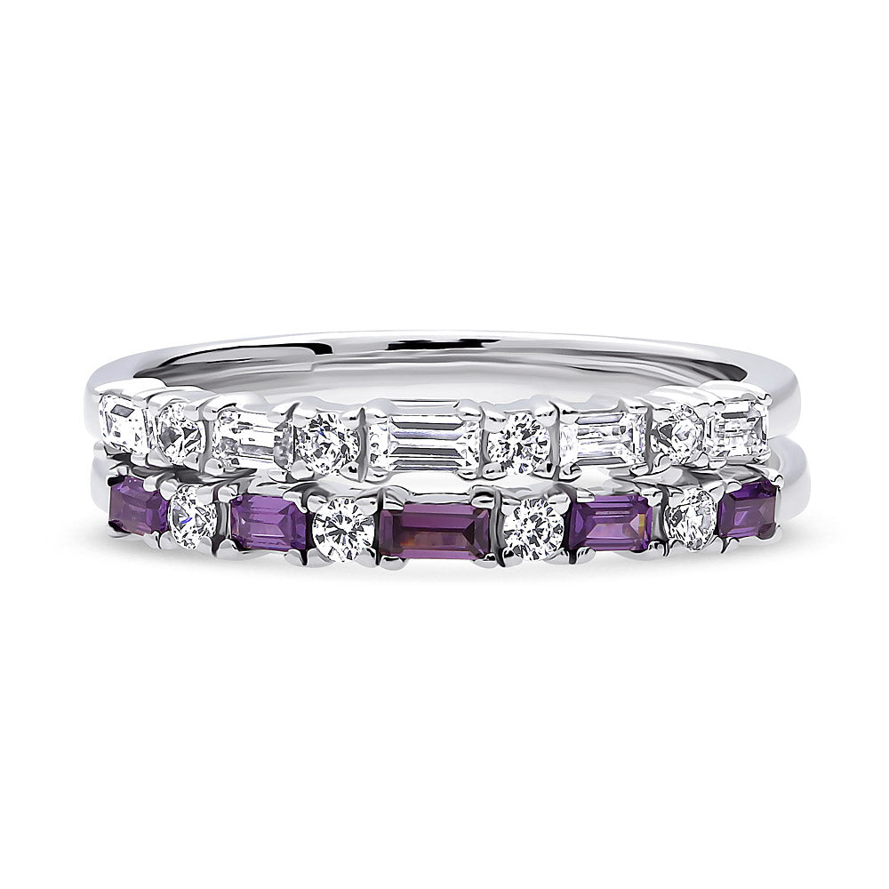 Art Deco CZ Eternity Ring Set in Sterling Silver