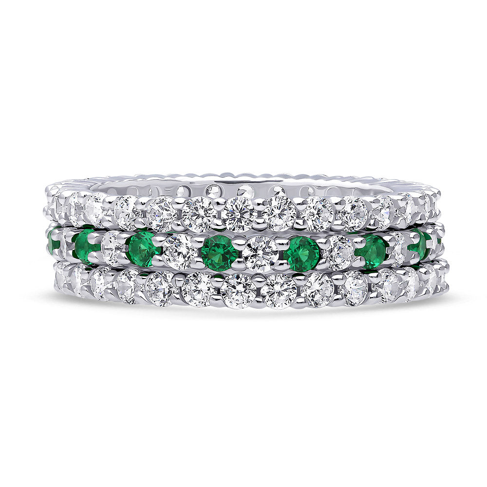 Pave CZ Eternity Ring Set in Sterling Silver