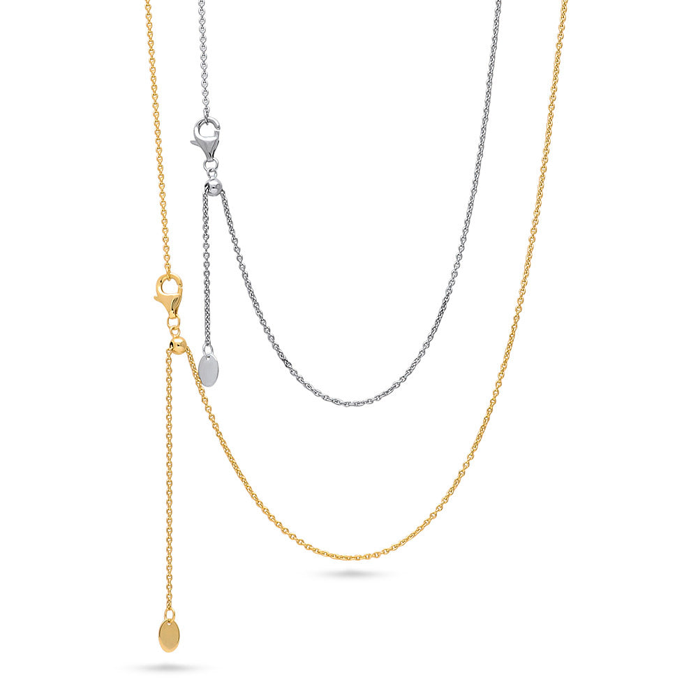 Adjustable Slider Rolo Chain Necklace in Sterling Silver, 2-Piece