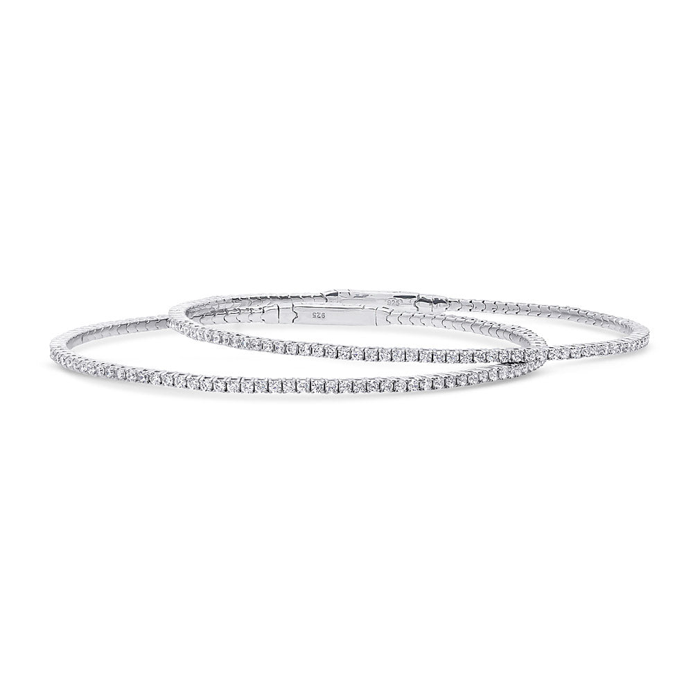 Flexible CZ Bangle Set in Sterling Silver