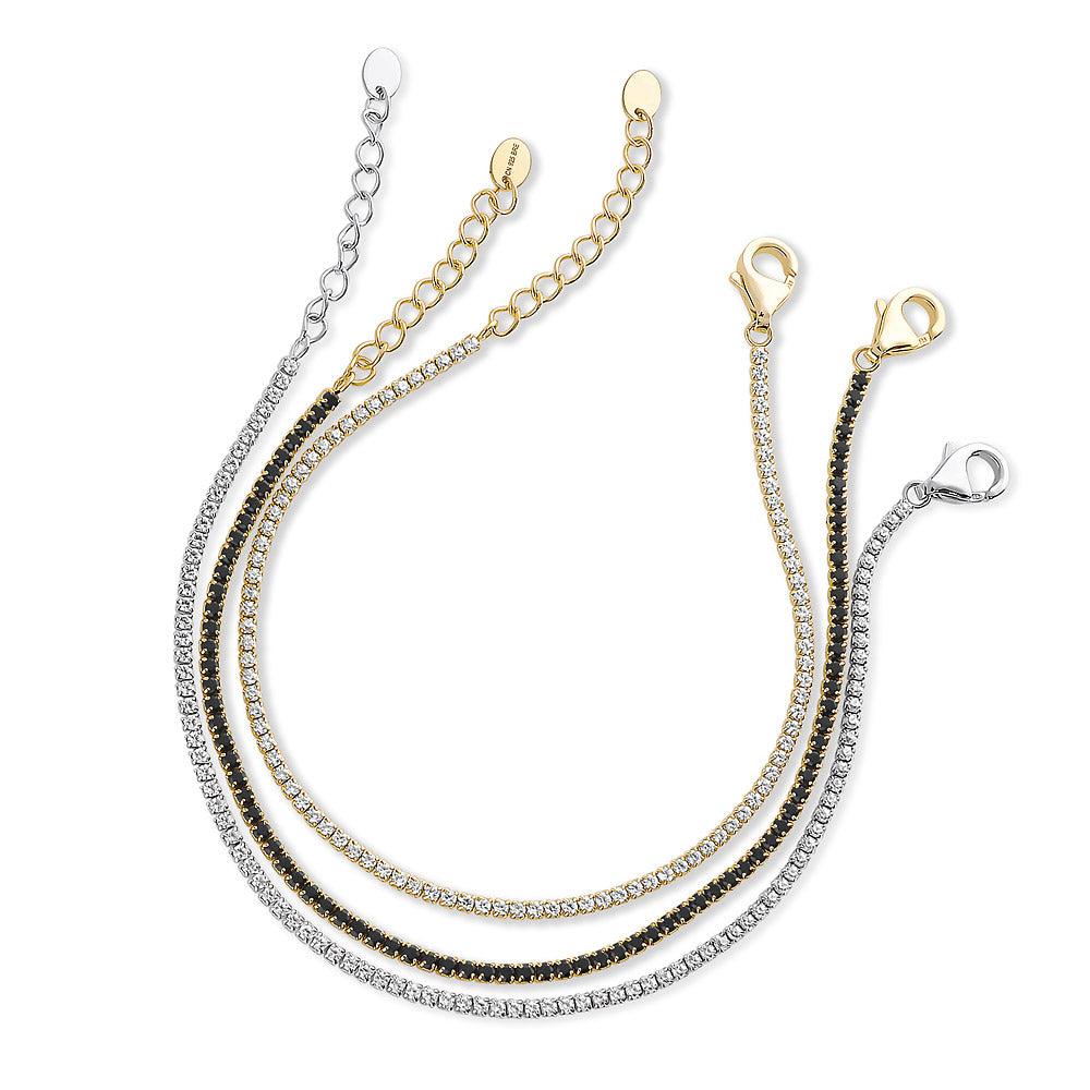 CZ Tennis Bracelet Set in Gold Flashed Sterling Silver, 3-Piece Style 1