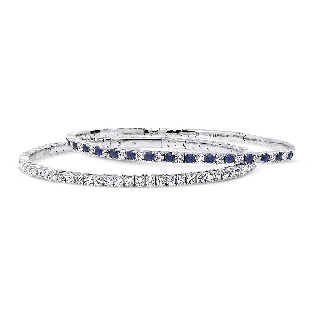 Flexible CZ Bangle Set in Sterling Silver