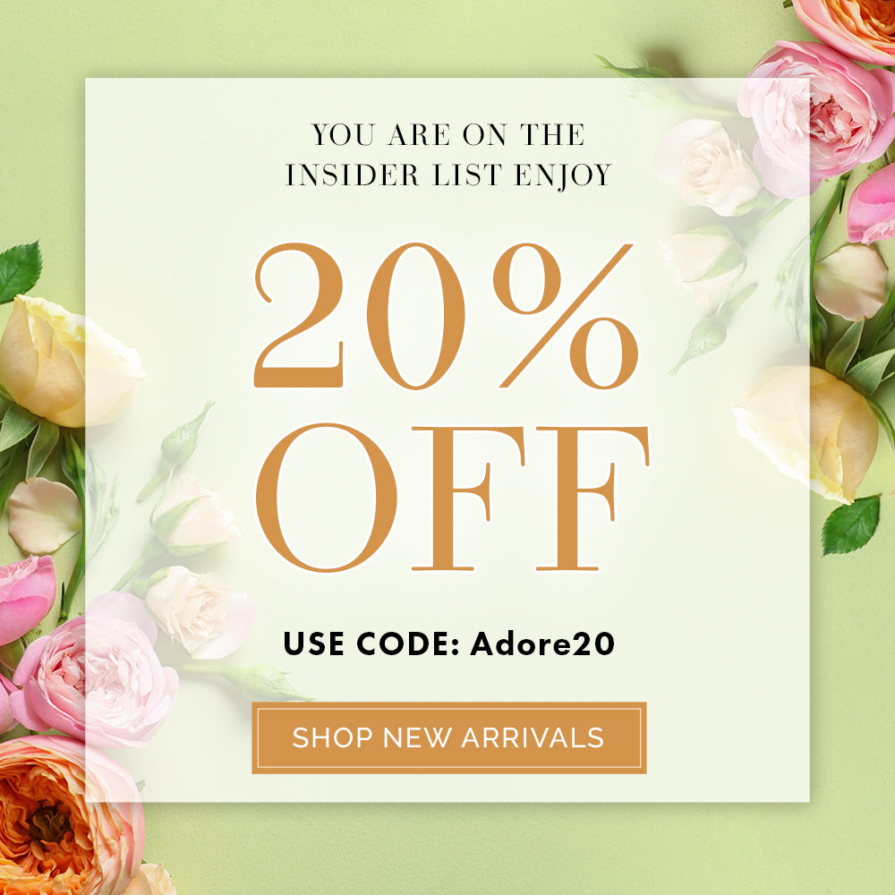 20% off insider offer with code 'Adore40' on a floral-themed promotional banner.