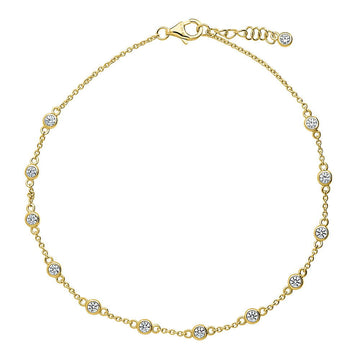 CZ by the Yard Station Anklet in Gold Flashed Sterling Silver