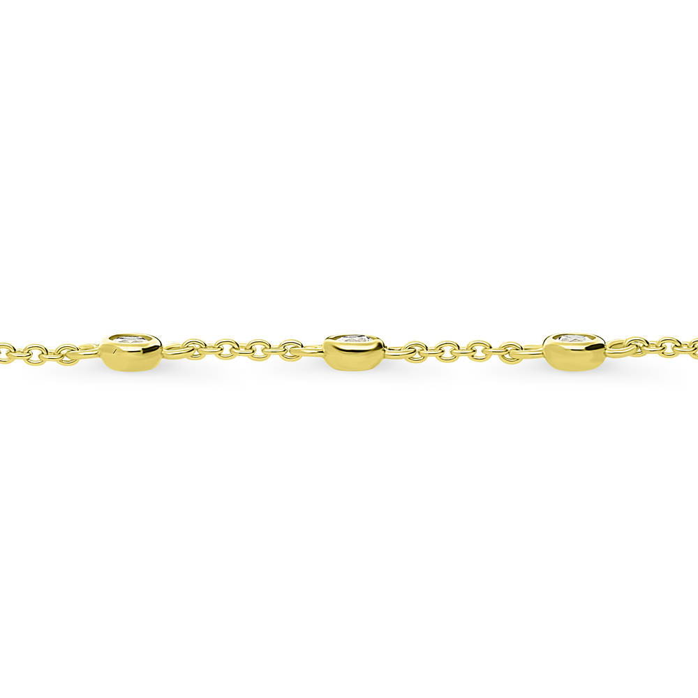 Front view of CZ by the Yard Station Anklet in Gold Flashed Sterling Silver