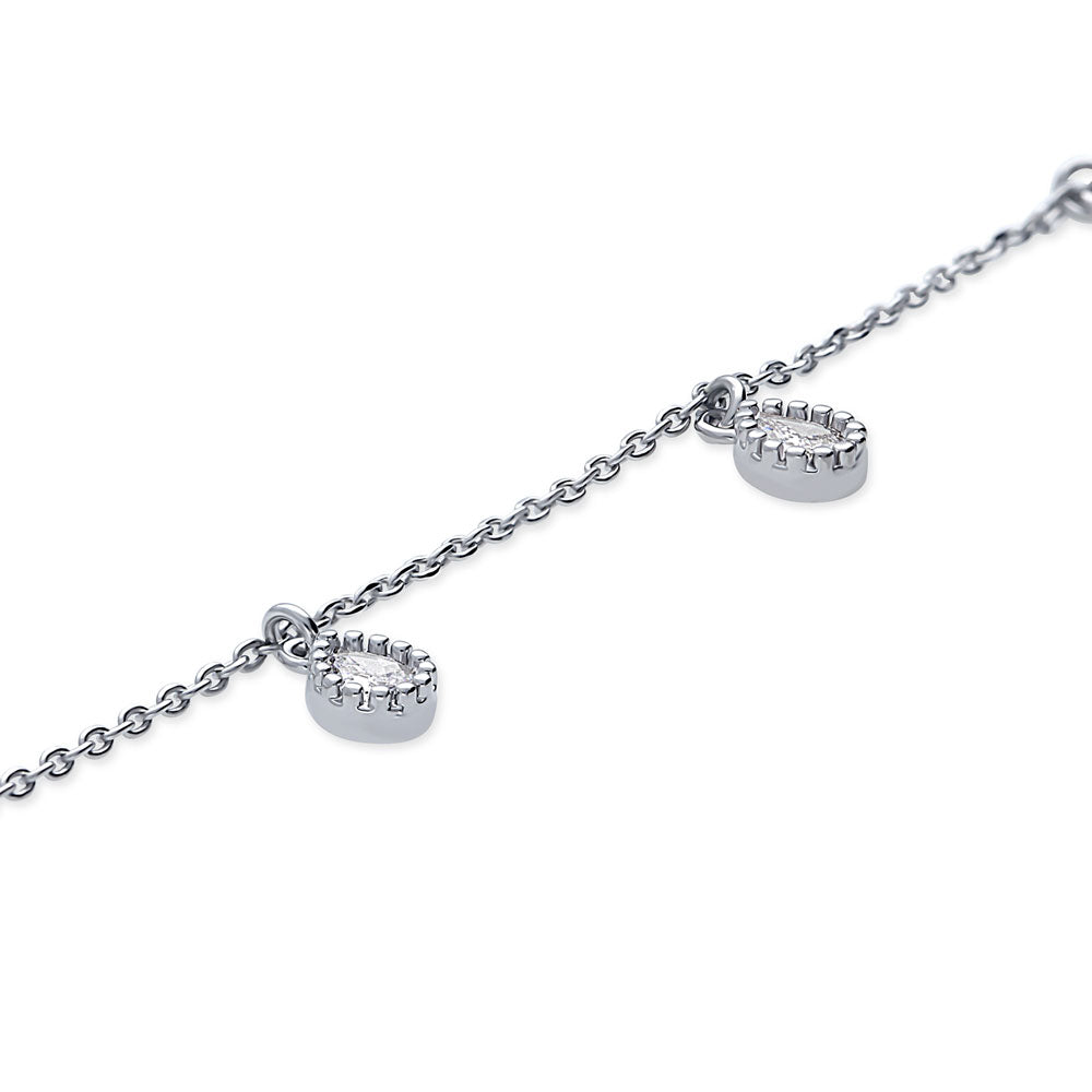 Front view of CZ Charm Anklet in Silver-Tone