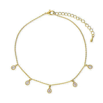CZ Charm Anklet in Gold-Tone