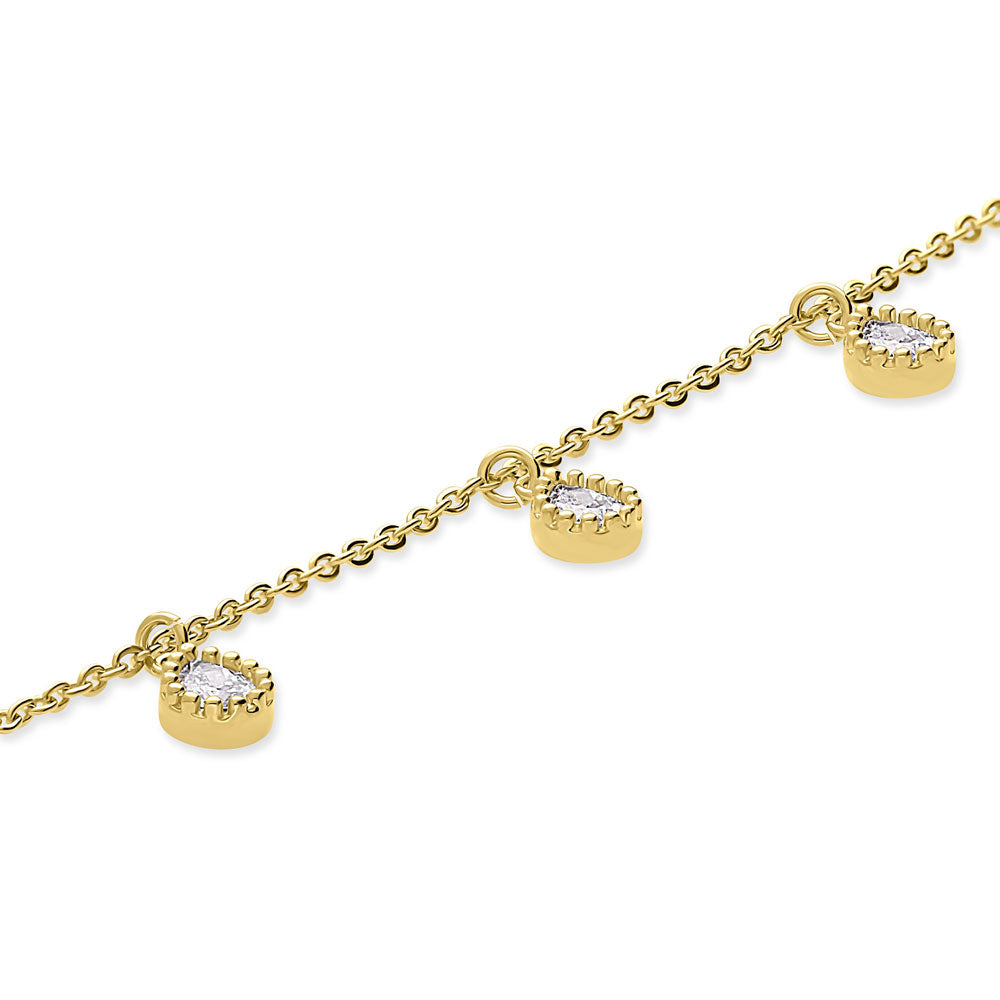 Front view of CZ Charm Anklet in Gold-Tone
