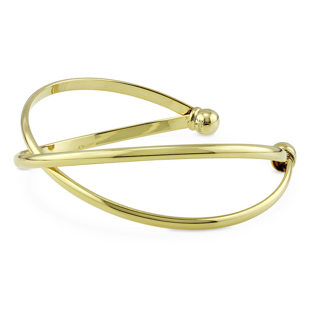 Front view of Criss Cross Statement Cuff in Gold-Tone