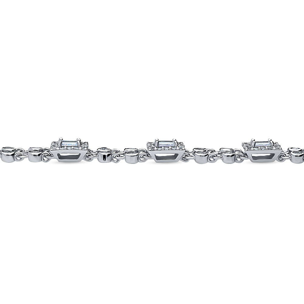 Front view of Art Deco CZ Chain Bracelet in Sterling Silver
