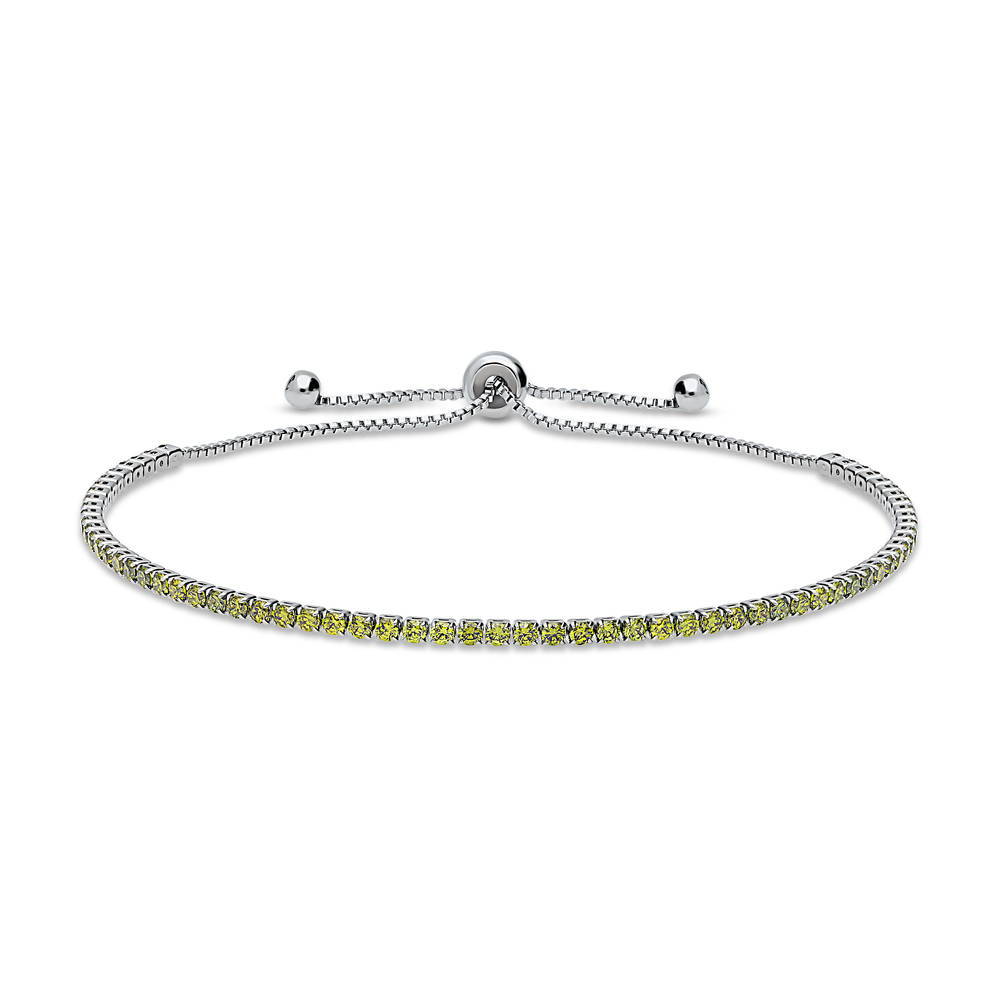 CZ Tennis Bracelet Gold Flashed, Green Color
