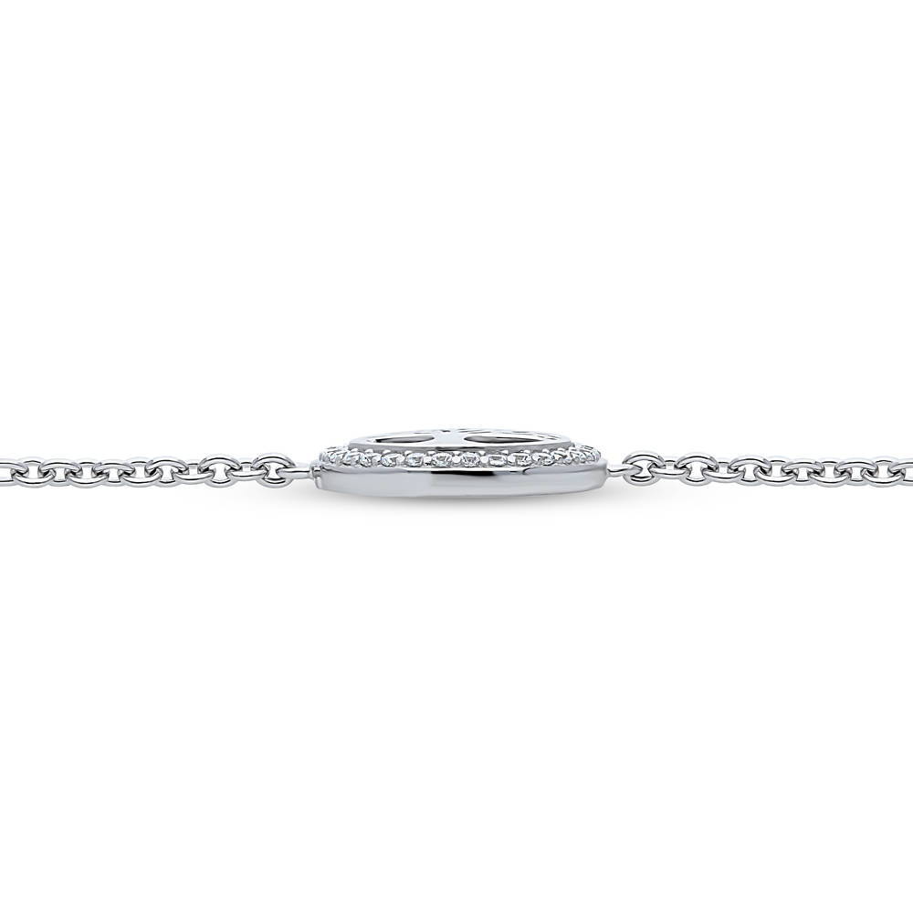 Front view of Family Tree CZ Chain Bracelet in Sterling Silver