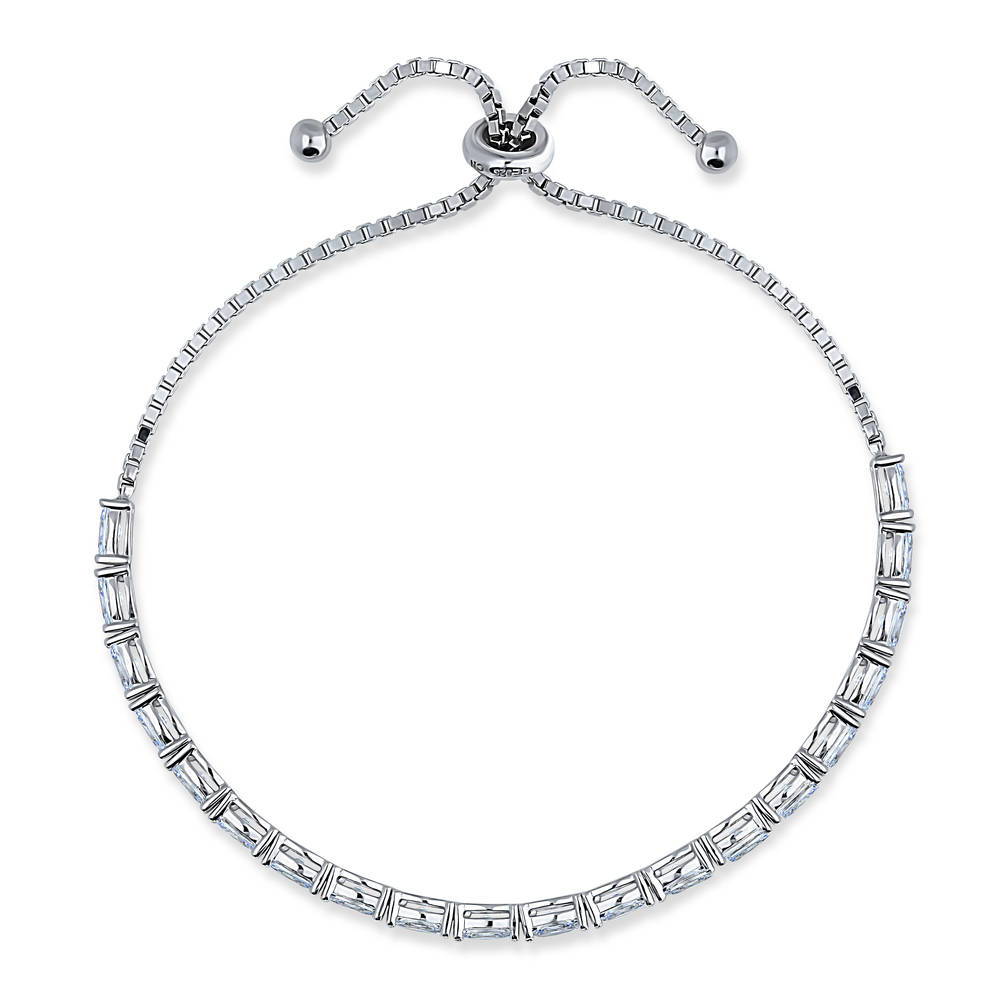 East-West Oval CZ Statement Tennis Bracelet in Sterling Silver